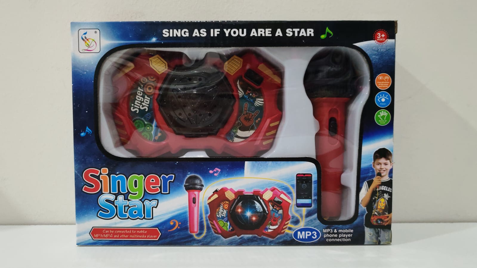 Micrófono Infantil con Luz, Música y Conexión para Celular