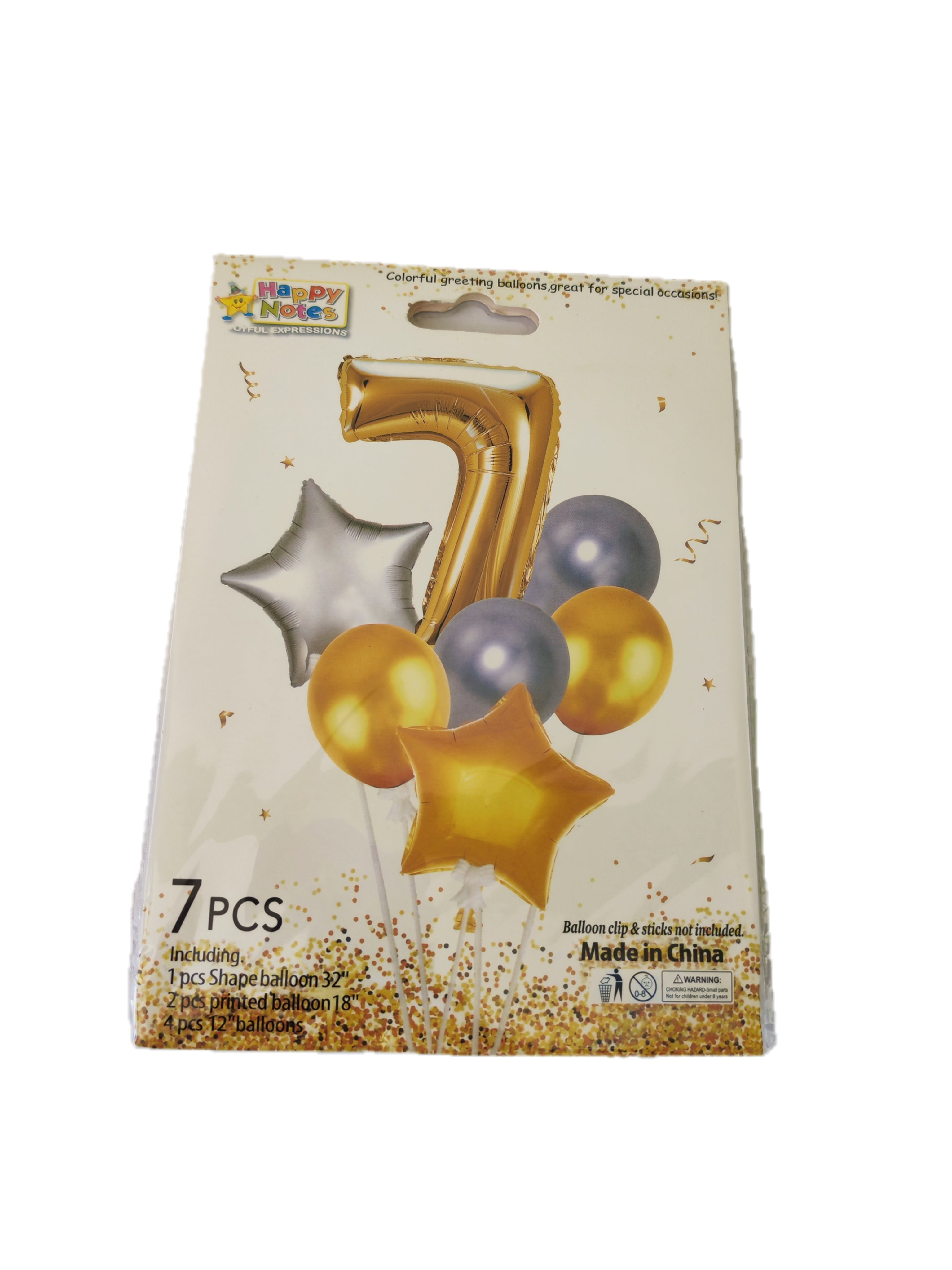 Set de Globos para Cumpleaños con Número - 7 piezas