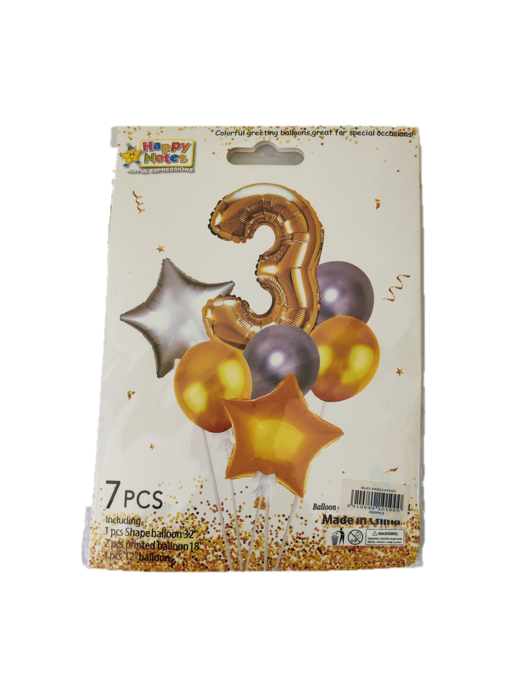 Set de Globos para Cumpleaños con Número - 7 piezas