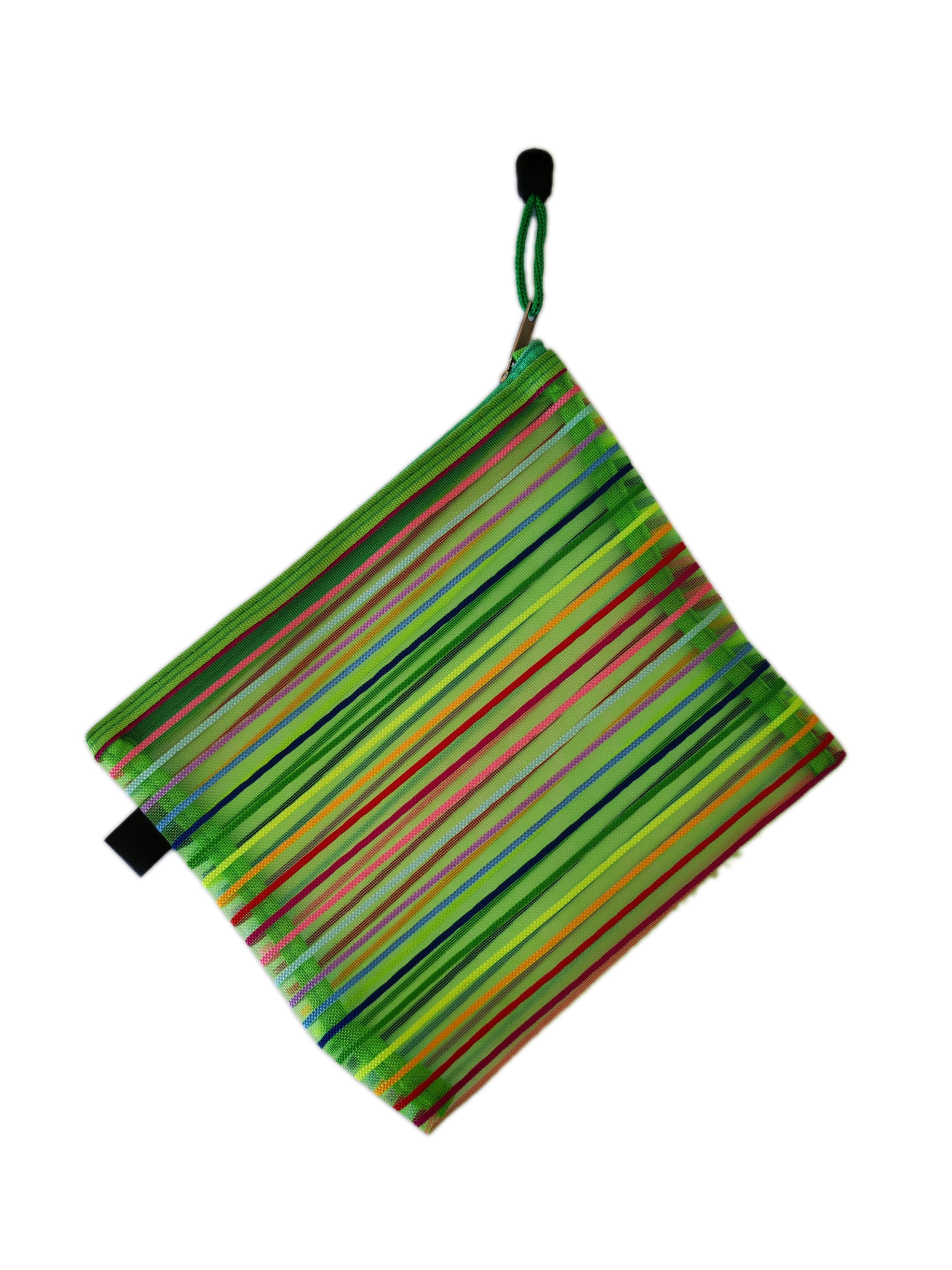 Bolsa con zipper a rayas de 24x18 cm