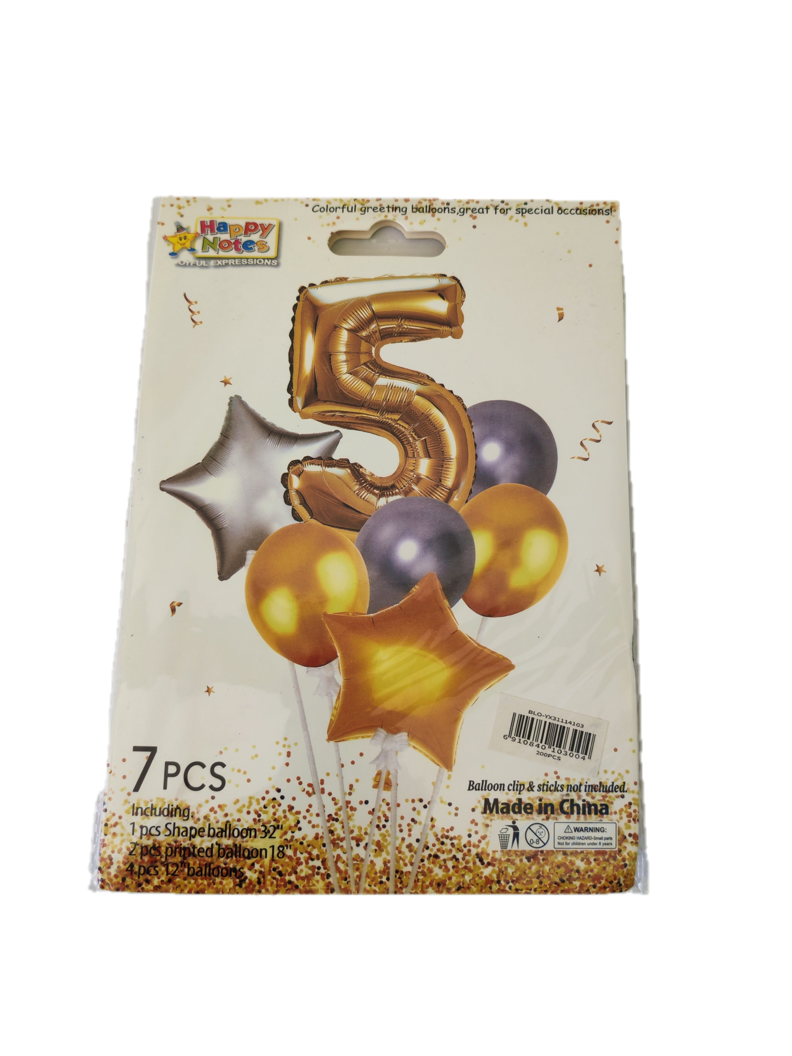 Set de Globos para Cumpleaños con Número - 7 piezas