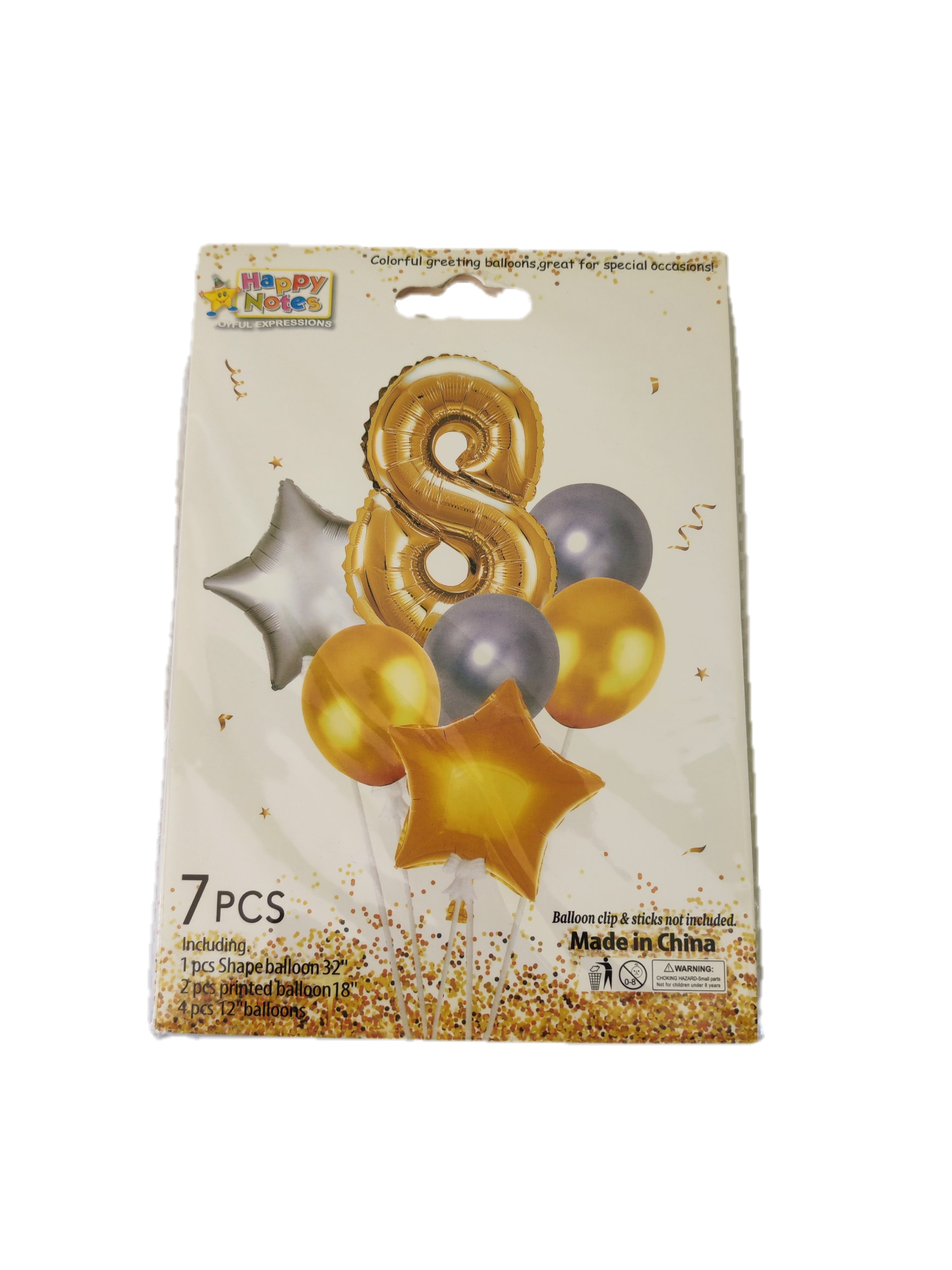 Set de Globos para Cumpleaños con Número - 7 piezas