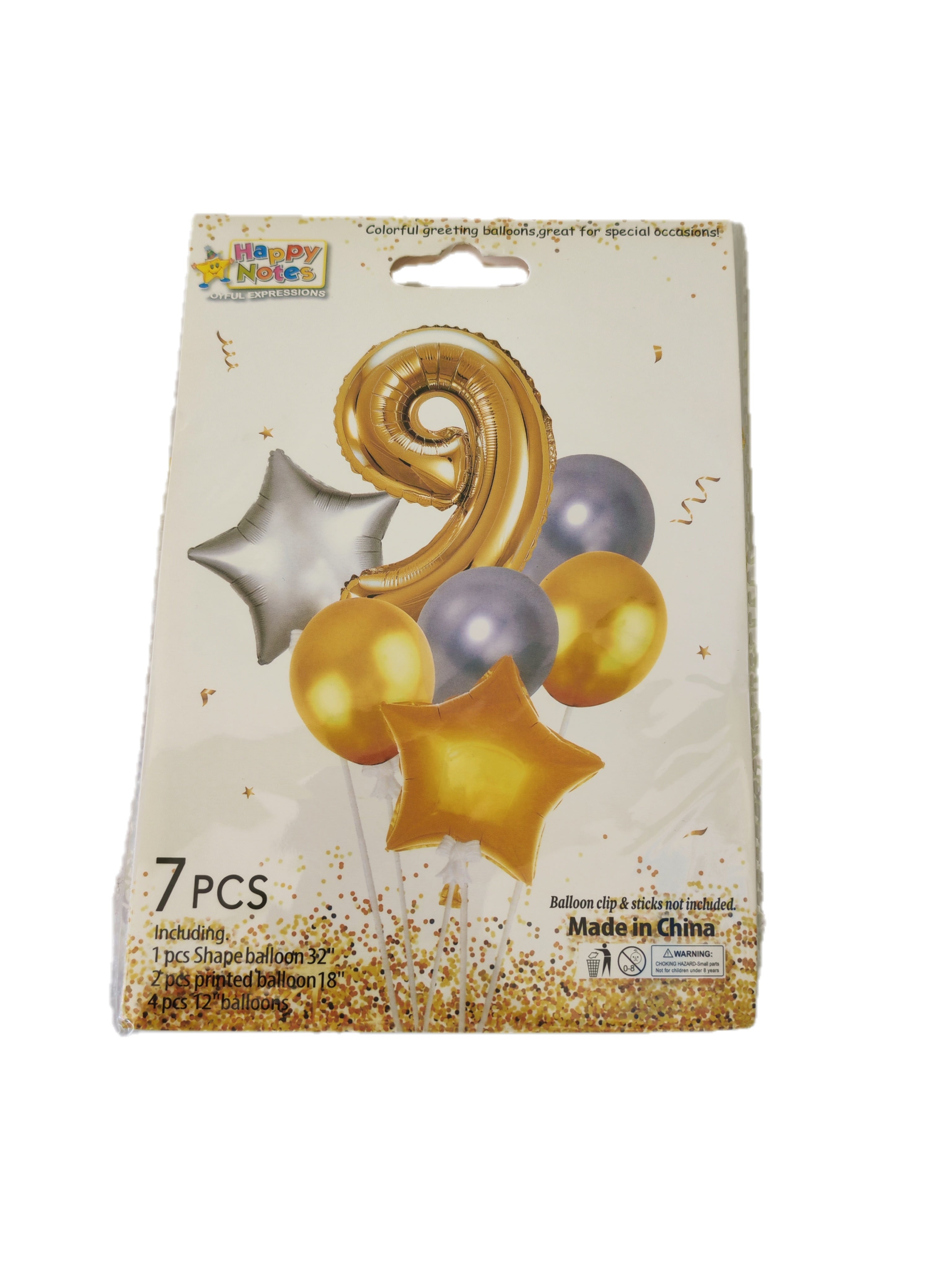 Set de Globos para Cumpleaños con Número - 7 piezas